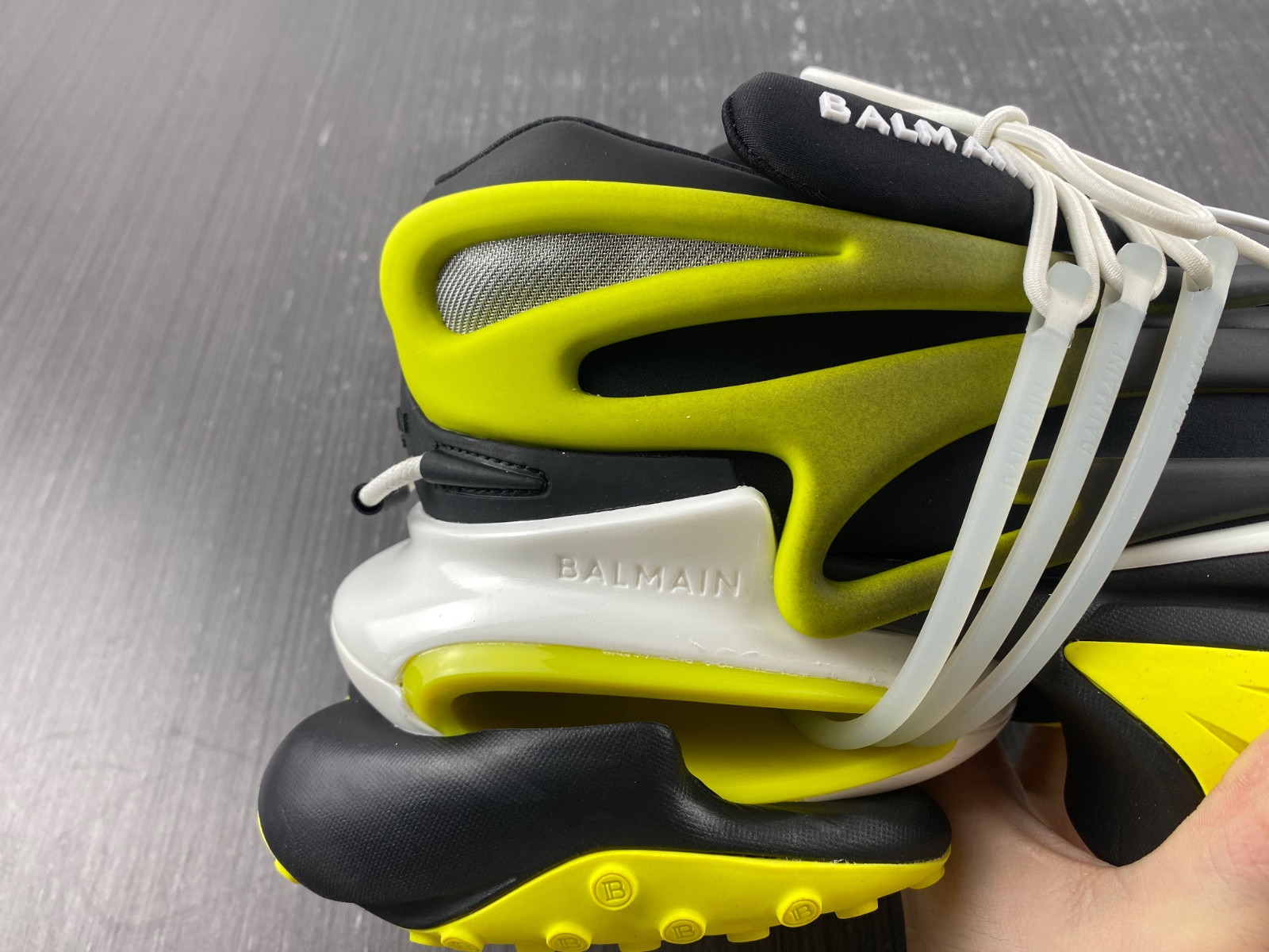 BALMAIN NEOPRENE AND LEATHER UNICORN LOW-TOP SNEAKERS