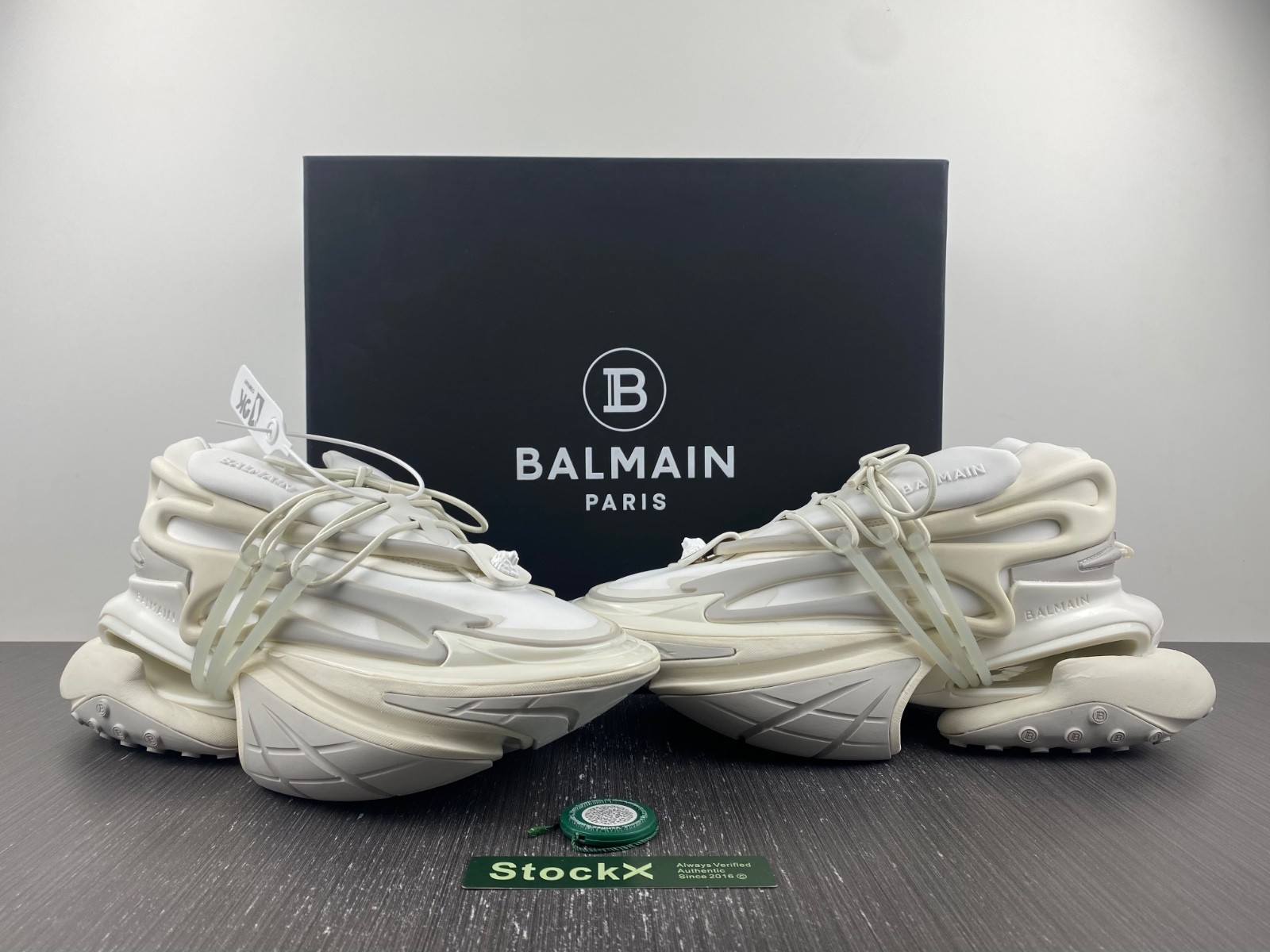 BALMAIN NEOPRENE AND LEATHER UNICORN LOW-TOP SNEAKERS
