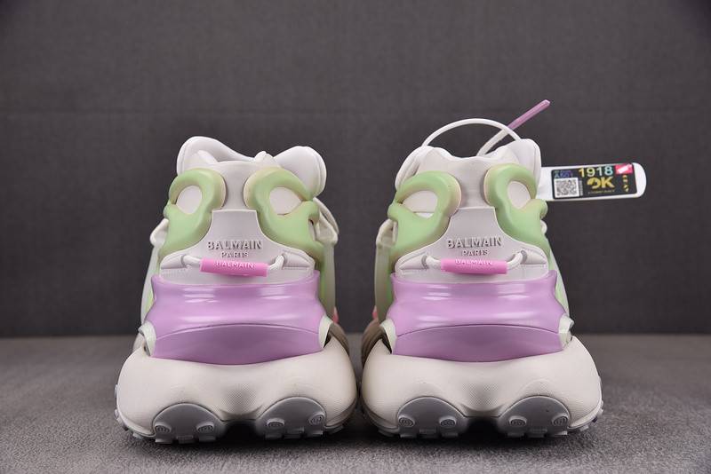 BALMAIN NEOPRENE AND LEATHER UNICORN LOW-TOP SNEAKERS