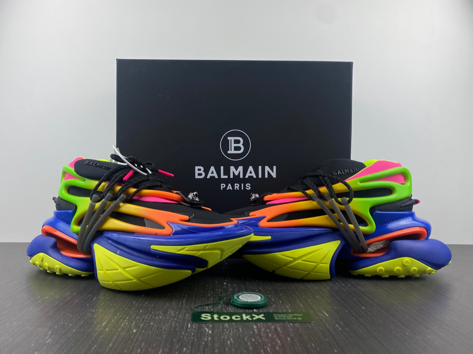 BALMAIN NEOPRENE AND LEATHER UNICORN LOW-TOP SNEAKERS