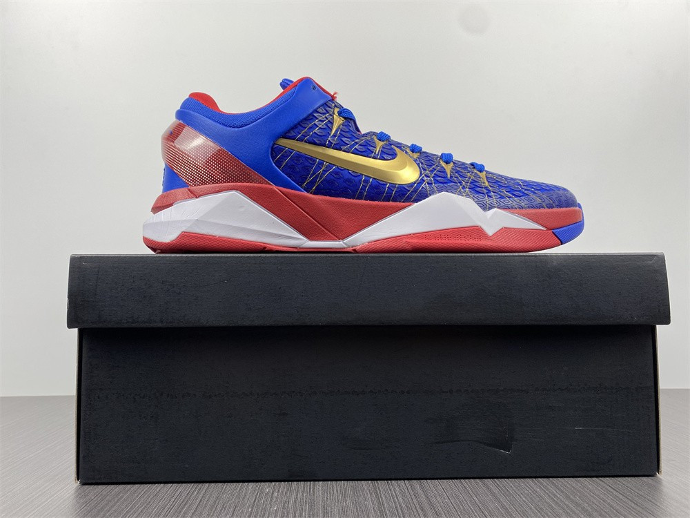 NIKE ZOOM KOBE VII RLX RED BLUE METALLIC GOLD 488371-406