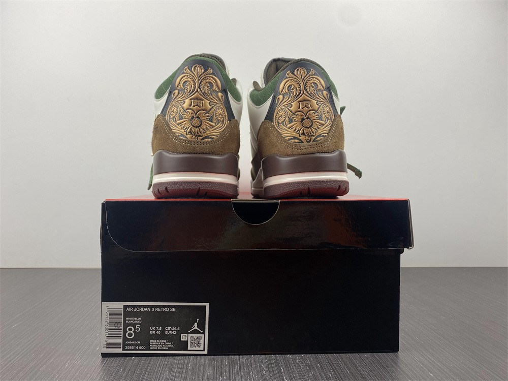 Air Jordan 3 Retro SE White Dark Brown Green 398614-500