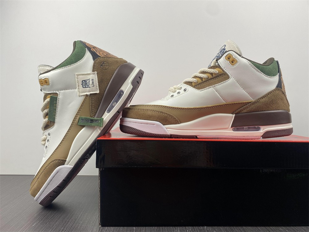 Air Jordan 3 Retro SE White Dark Brown Green 398614-500