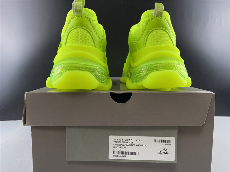 Ba*len*cia*ga triple s trainers clear sole flourescent green 541624 w2ff1 3720