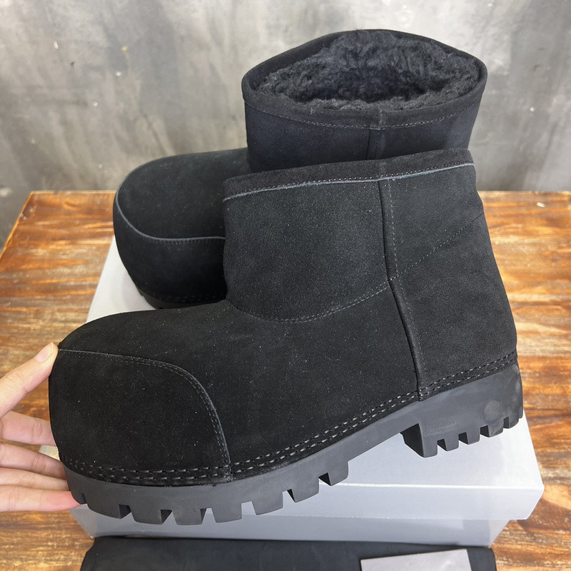 Balenciaga Alaska Fur Bootie in Black