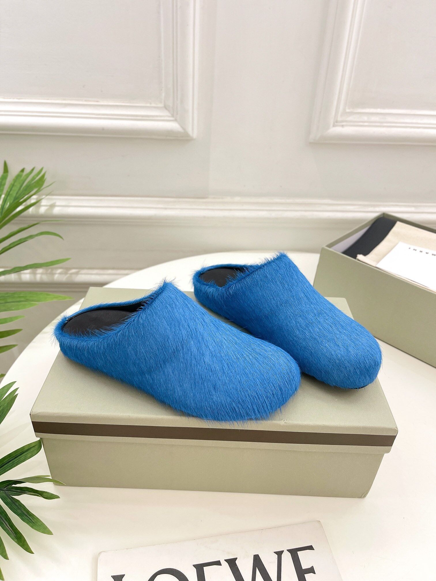 MARNI BLUE FUSSBETT SABOT LOAFERS