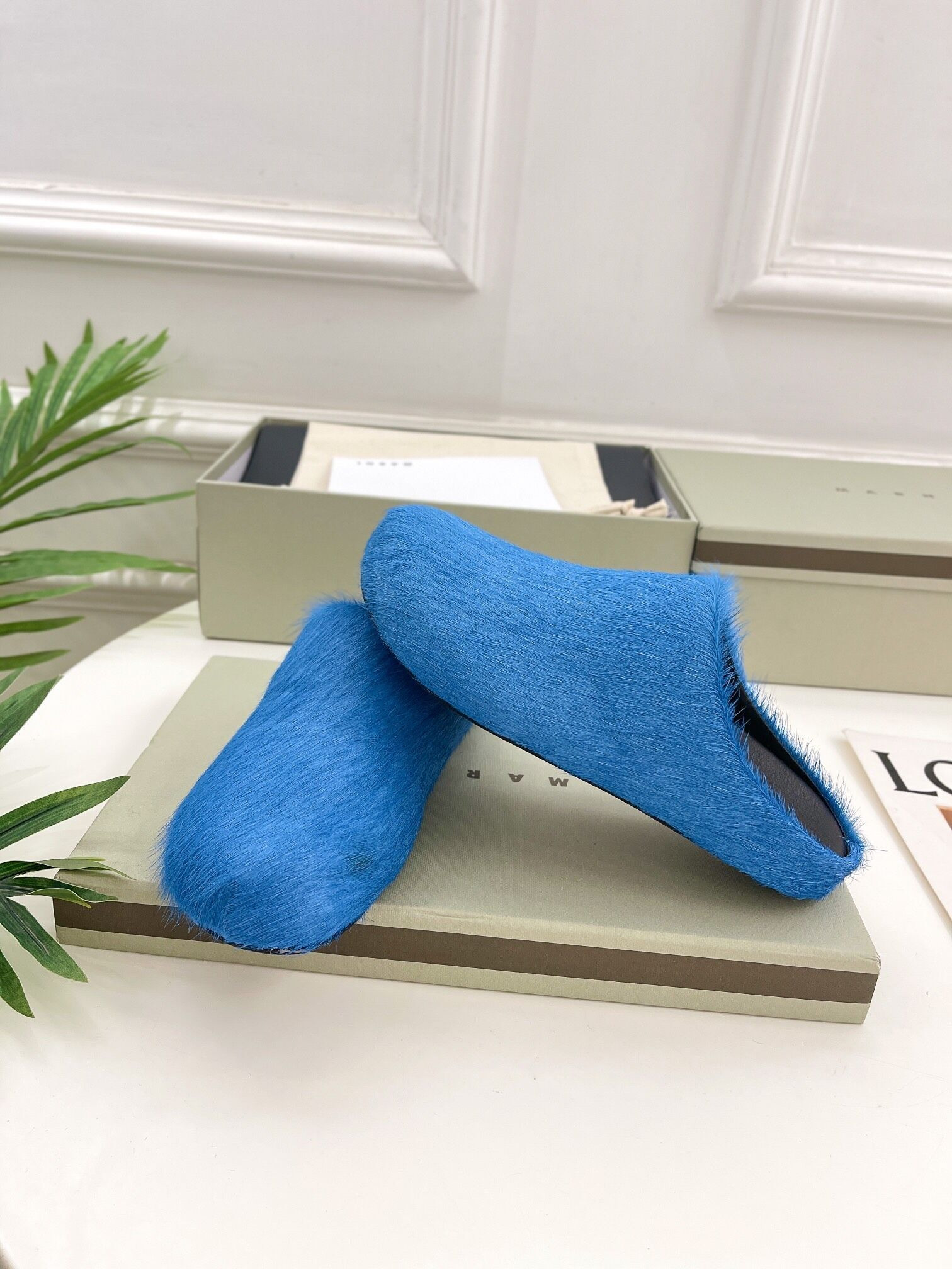 MARNI BLUE FUSSBETT SABOT LOAFERS