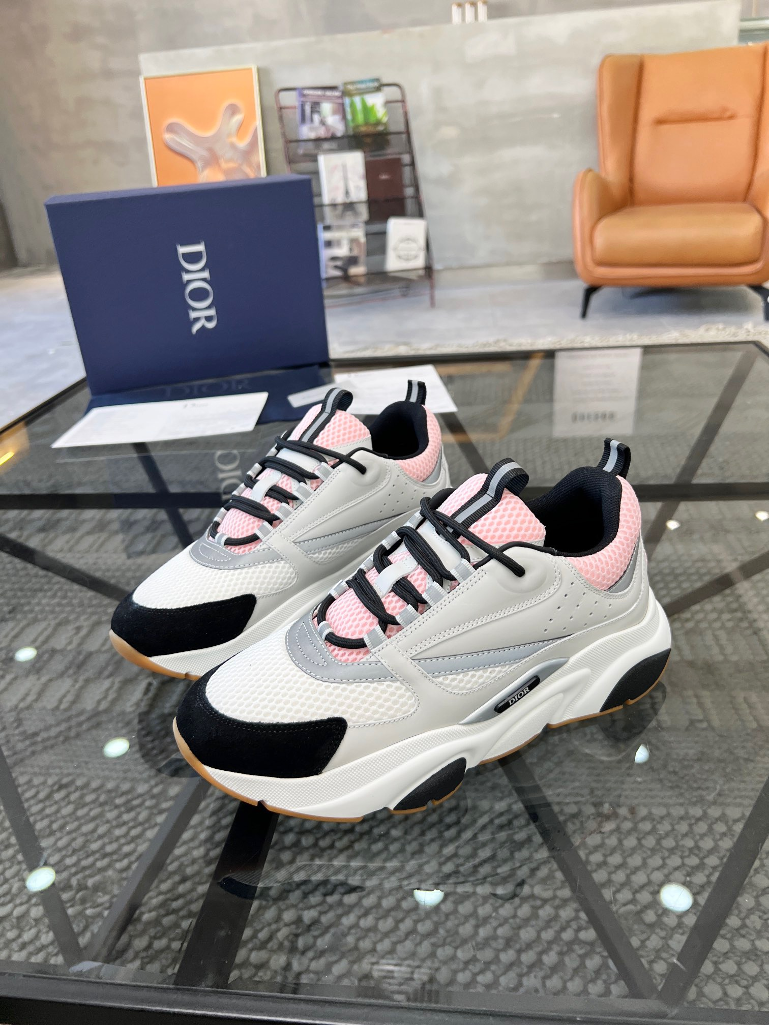 HOMME B22 TRAINER SNEAKER (Di0r B22 Pale Pink Grey)