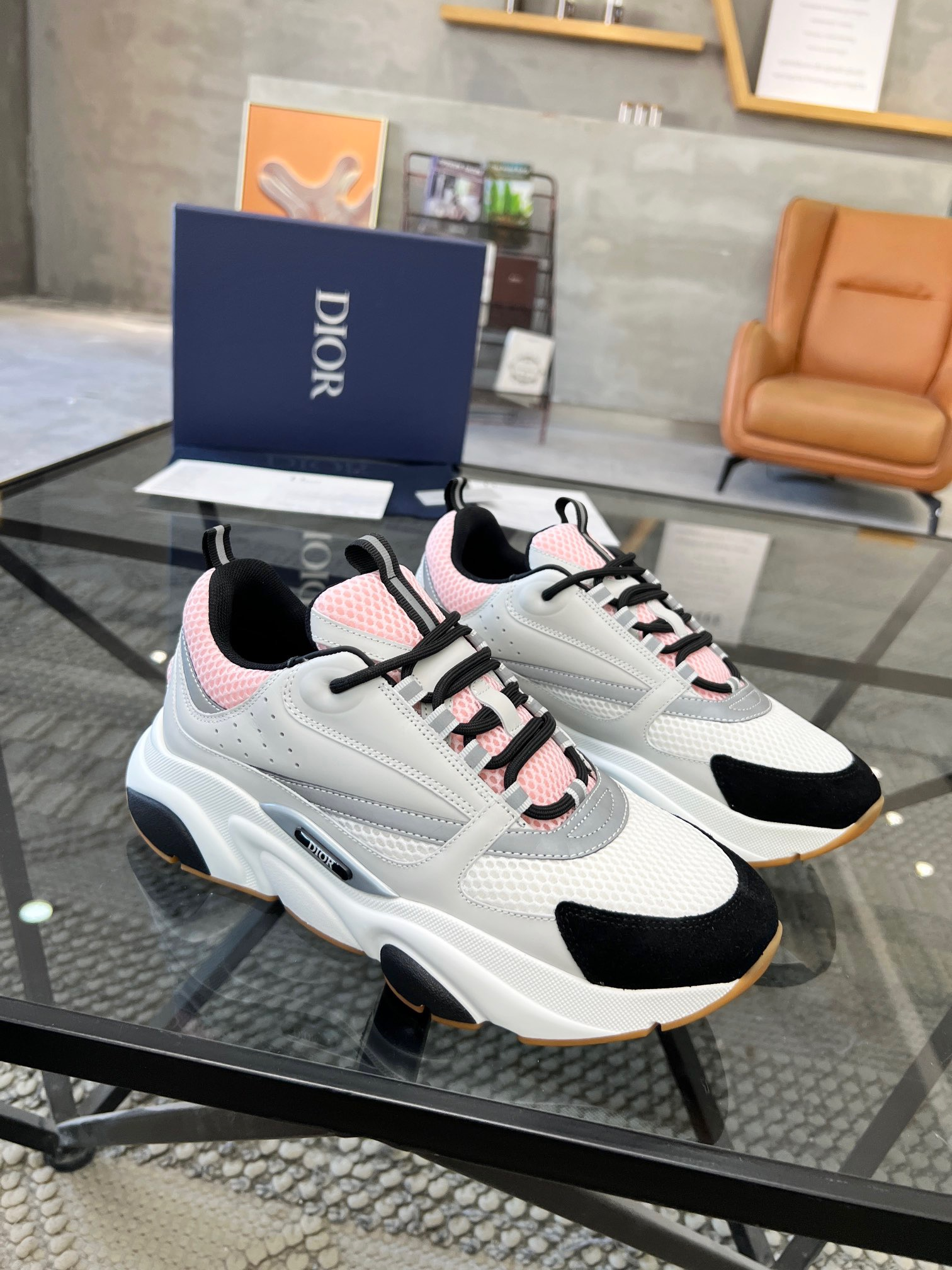 HOMME B22 TRAINER SNEAKER (Di0r B22 Pale Pink Grey)