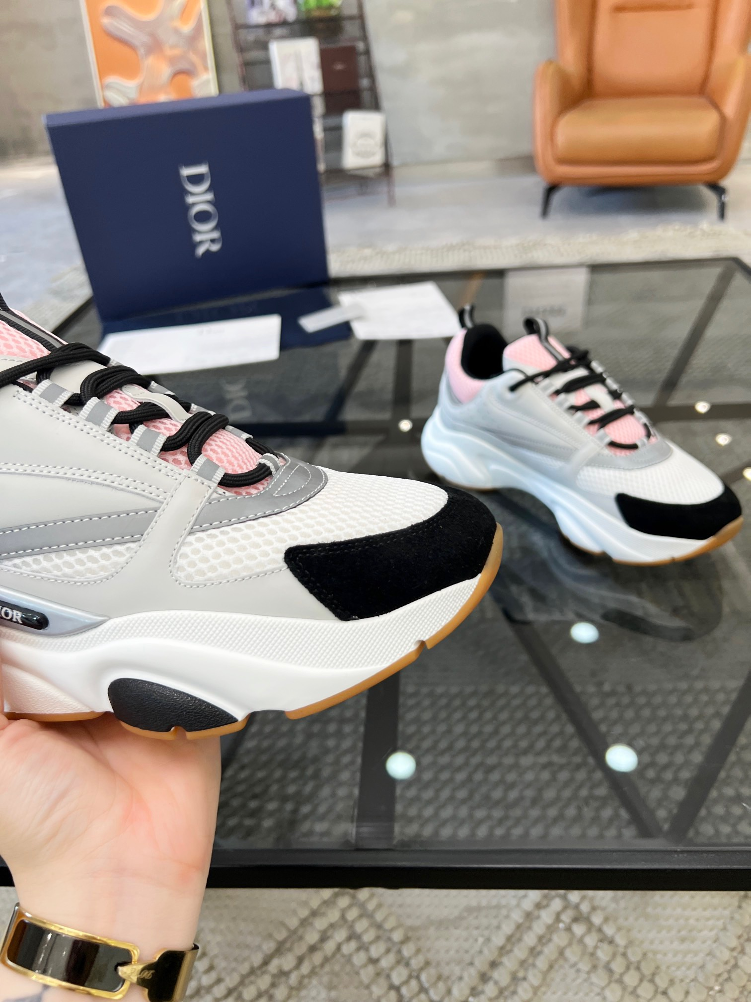 HOMME B22 TRAINER SNEAKER (Di0r B22 Pale Pink Grey)
