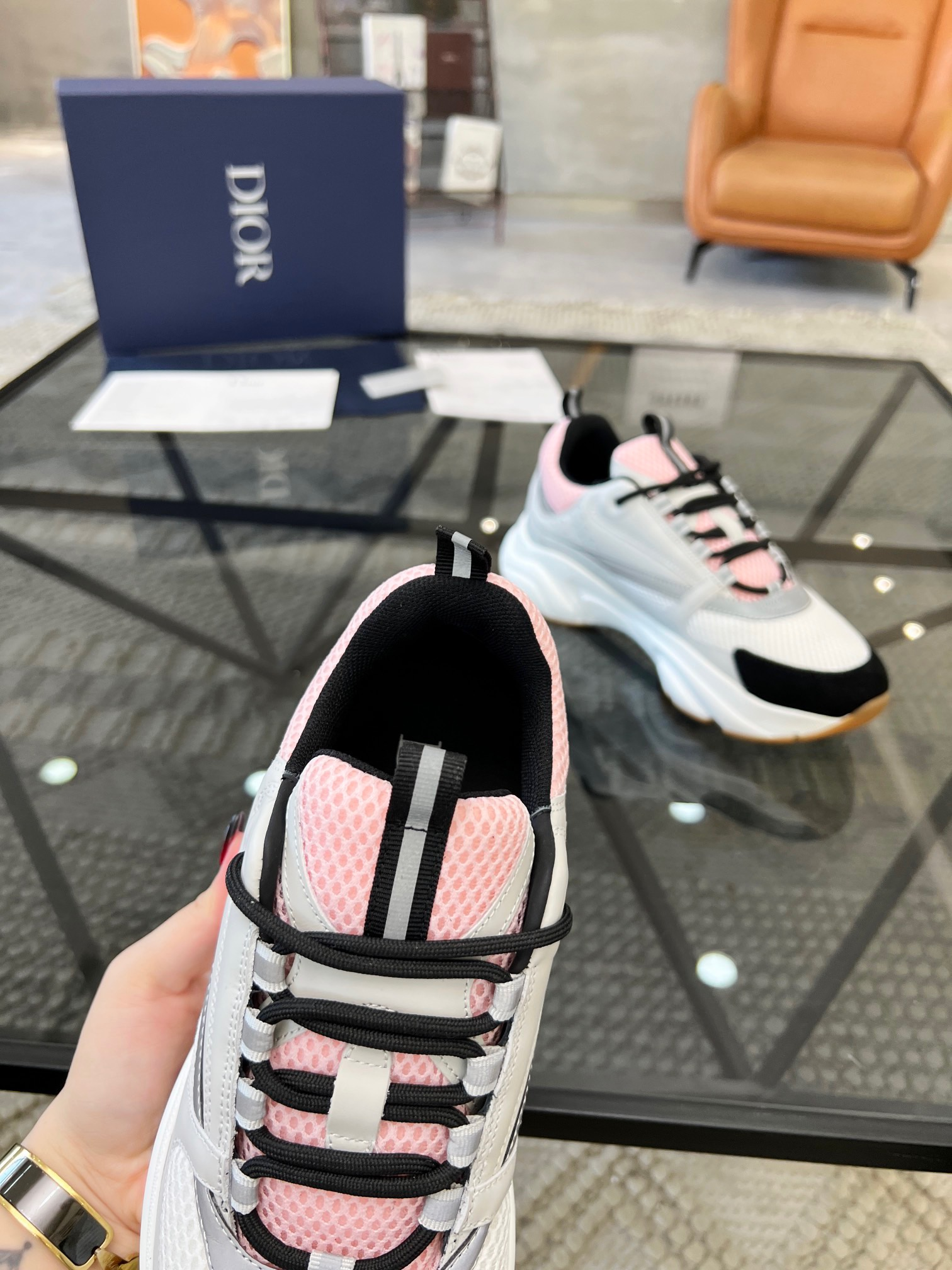 HOMME B22 TRAINER SNEAKER (Di0r B22 Pale Pink Grey)