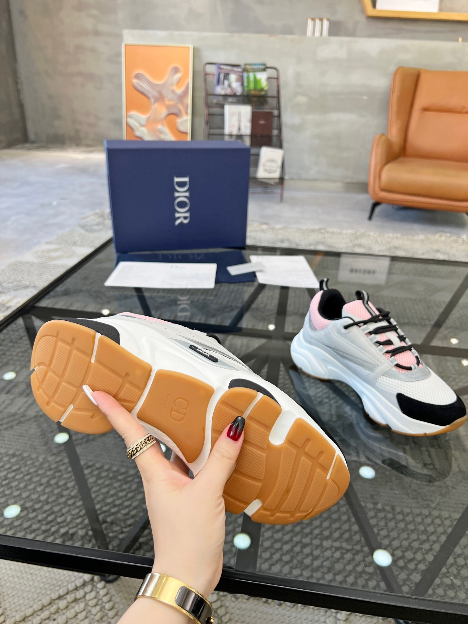 HOMME B22 TRAINER SNEAKER (Di0r B22 Pale Pink Grey)