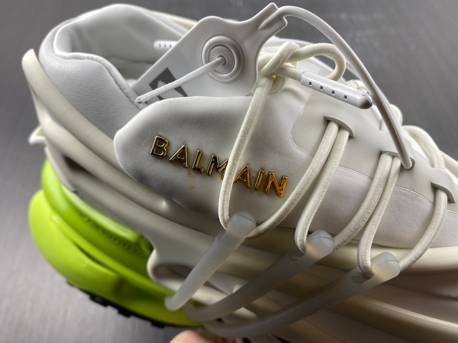 BALMAIN NEOPRENE AND LEATHER UNICORN LOW-TOP SNEAKERS
