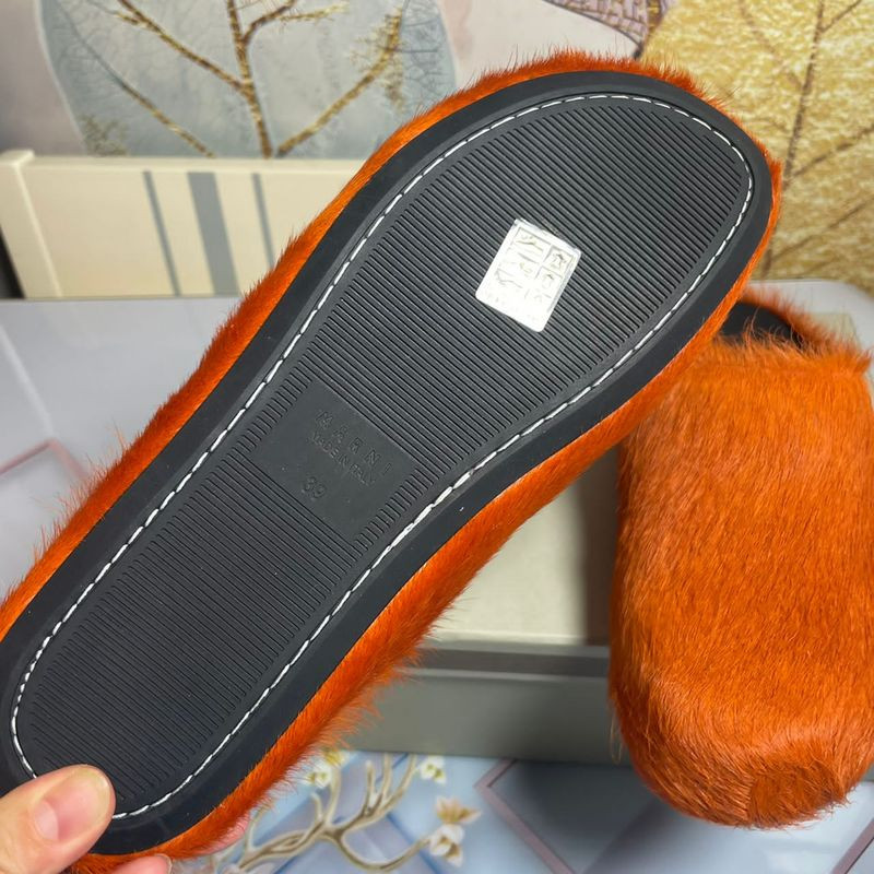MARNI ORANGE FUSSBETT SABOT LOAFERS